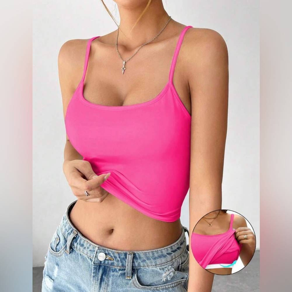 NWT Shein Hot Pink EZwear Padded Athletic Tank Top